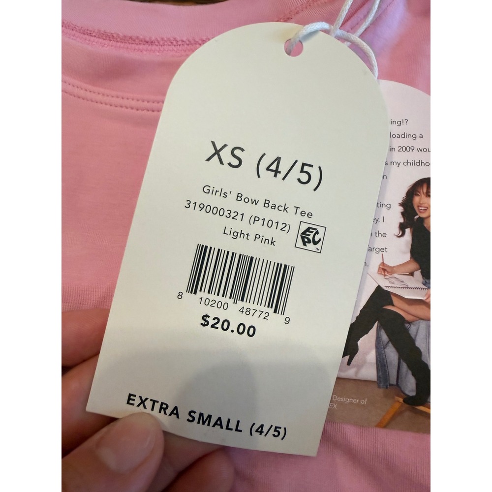Blogilates Bow Back Tee Girls XS 4/5 Light Pink Multi-Way Activewear Top - Picture 3 of 4